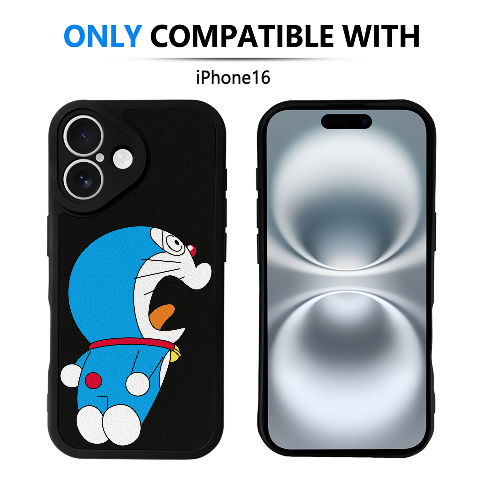 （画像用） ドラえもん Doraemon 【iPhone 16シリーズ対応】シリコンスマホケース（レザー調） 材質：シリコン